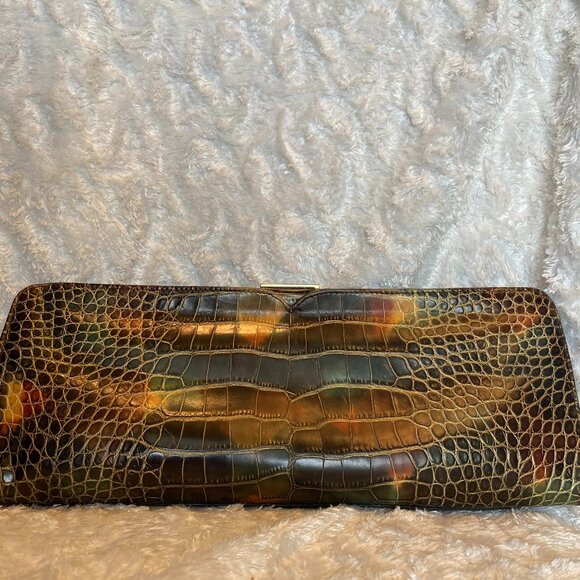 Vintage Sondra Roberts Croc Print Clutch Purse - Picture 4 of 6